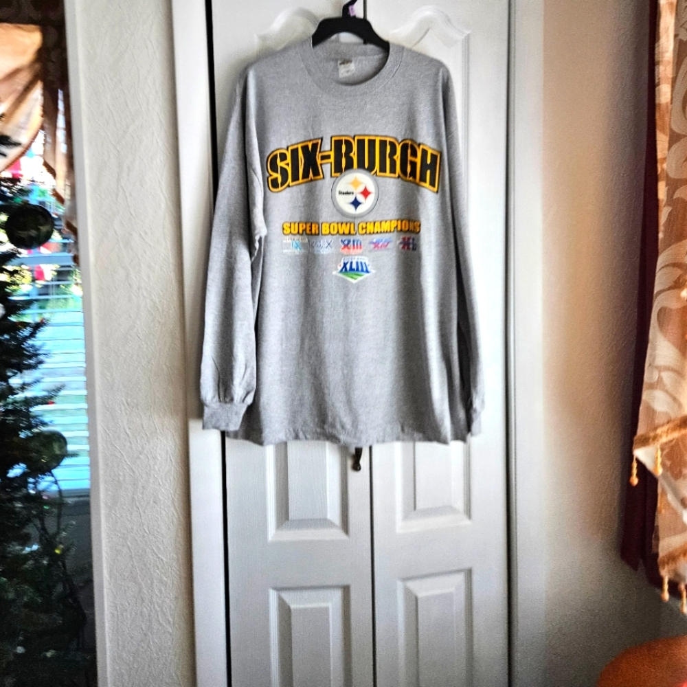 RARE PITTSBURGH STEELERS 👕 T-SHIRT SIZE XL - SIX BURGH SUPER BOWL 🏈 CHAMPIONS